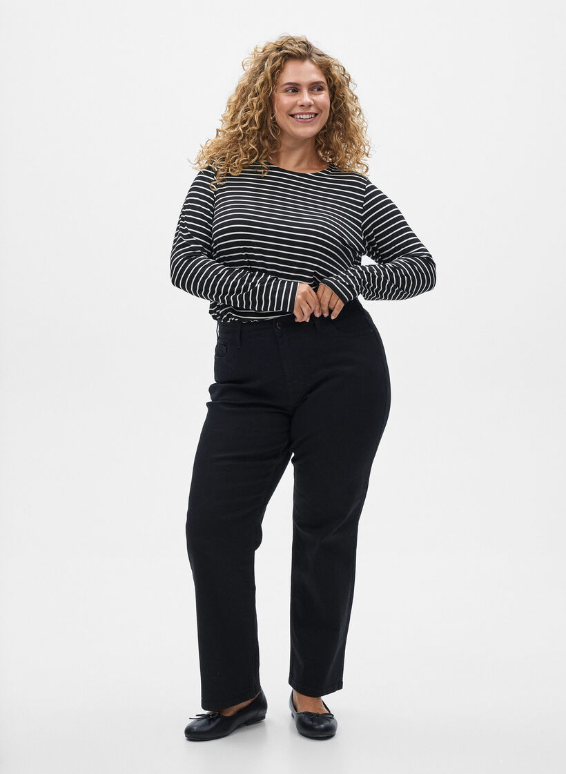 Langermet stripete bluse, B. W. w. Black , Model
