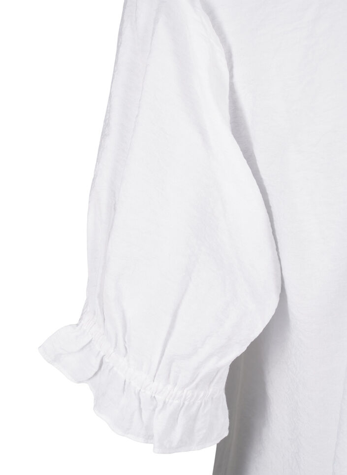 Kortermet bluse i viskose med volangdetaljer, Bright White, Packshot image number 3