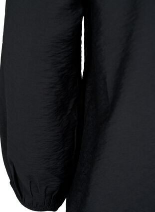 Skjortebluse i viskose med volangkrage, Black, Packshot image number 3