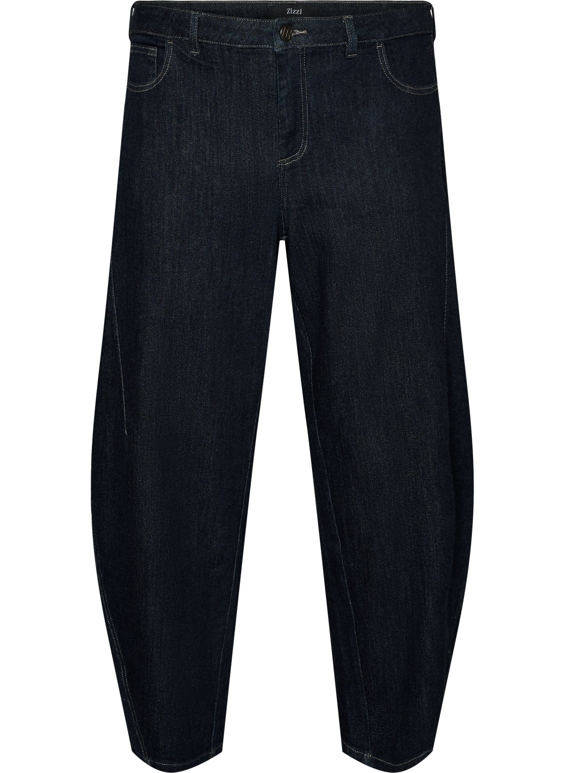 ZizziBarrel fit jeans med h&oslash;y midje, Bl&aring;, Packshot image number 0