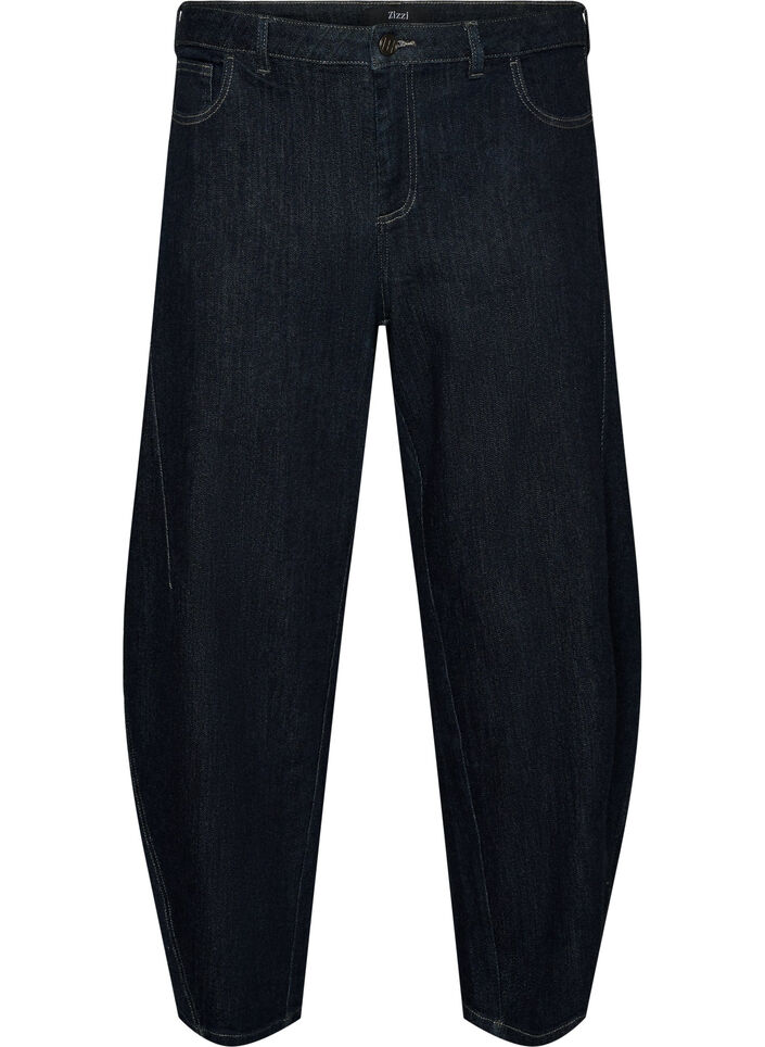 Barrel fit jeans med h&oslash;y midje, Bl&aring;, Packshot image number 0
