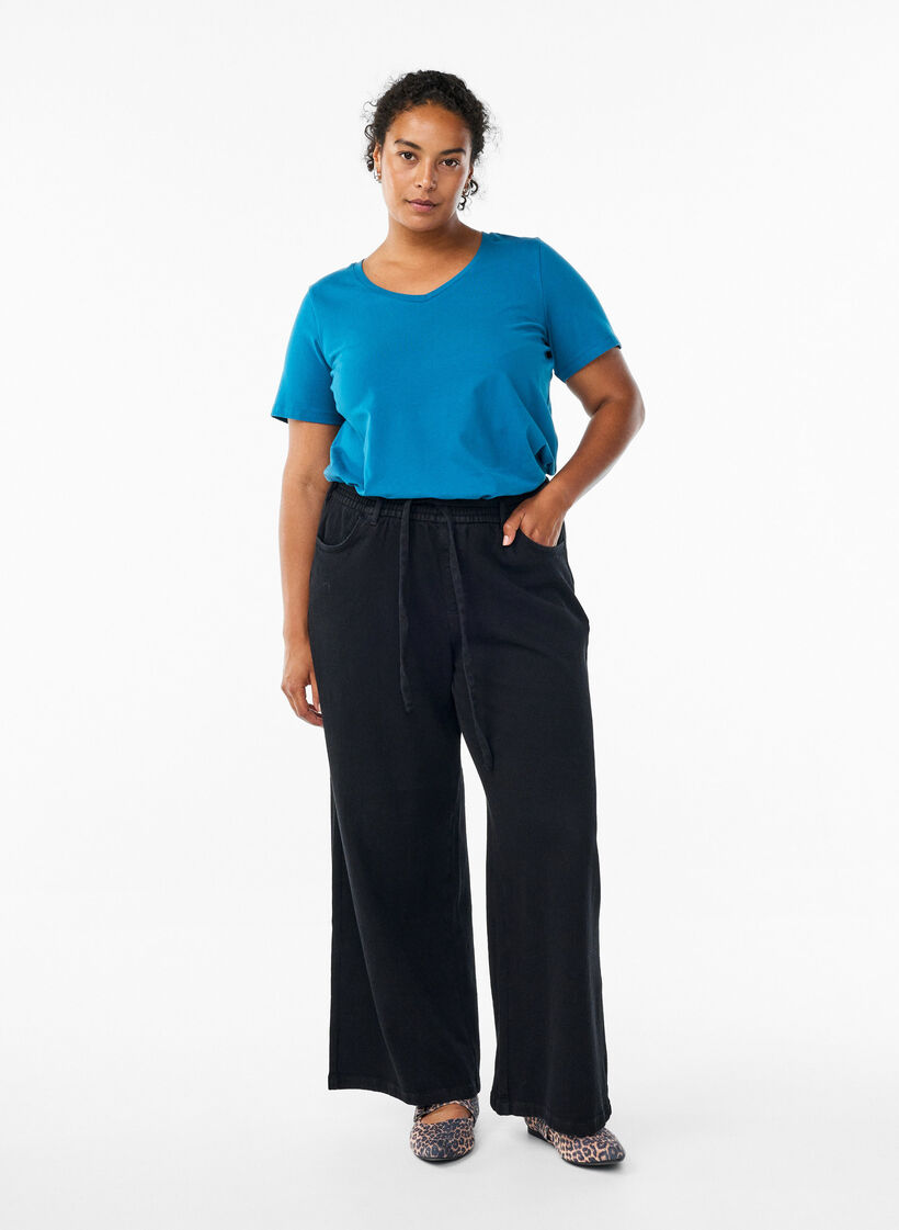 Basis enkel bomulls t-skjorte, Bl&aring;, Model image number 1