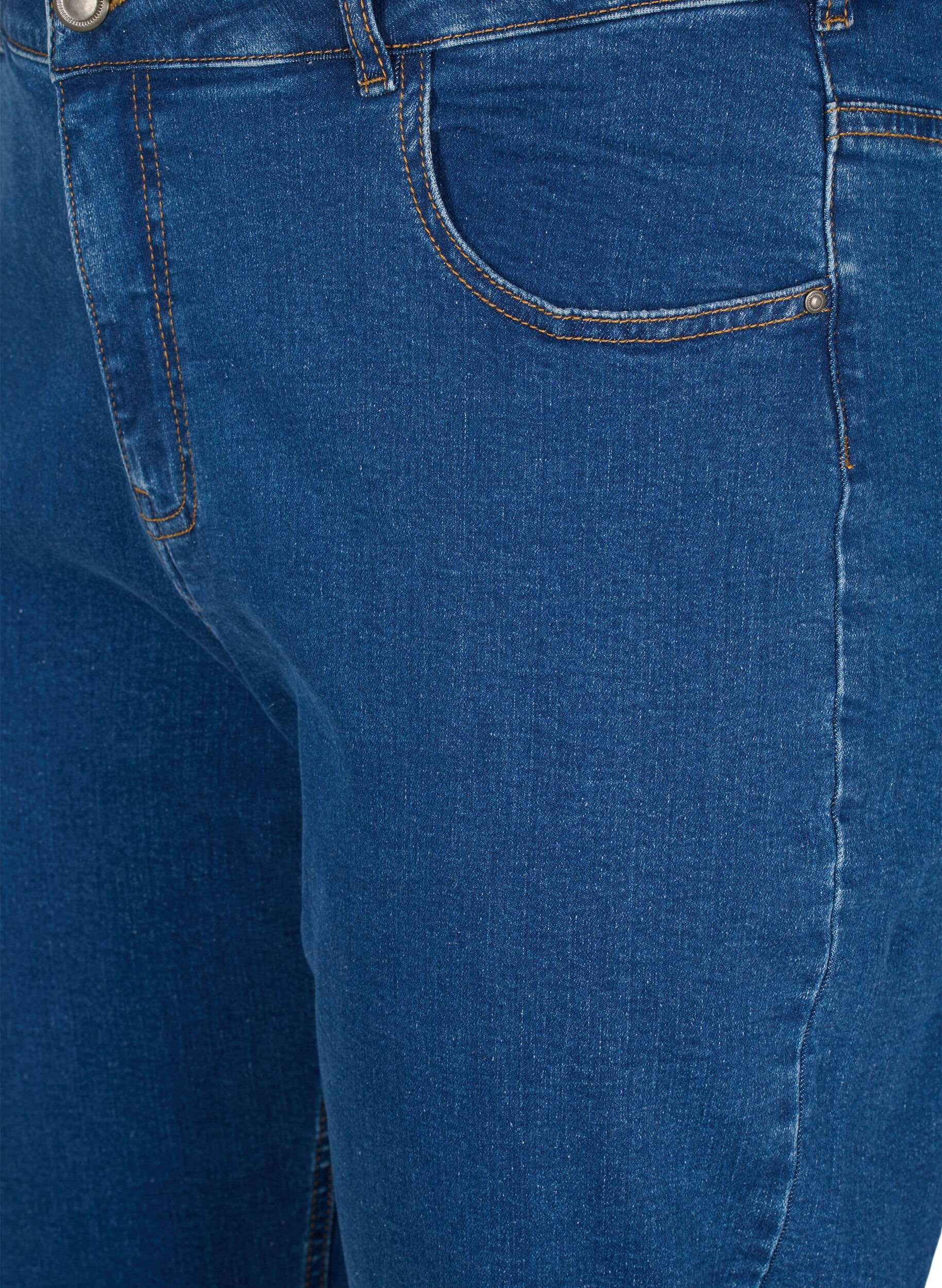 Zizzi Cropped Vera jeans med rett passform, Blue Denim, Packshot image number 2