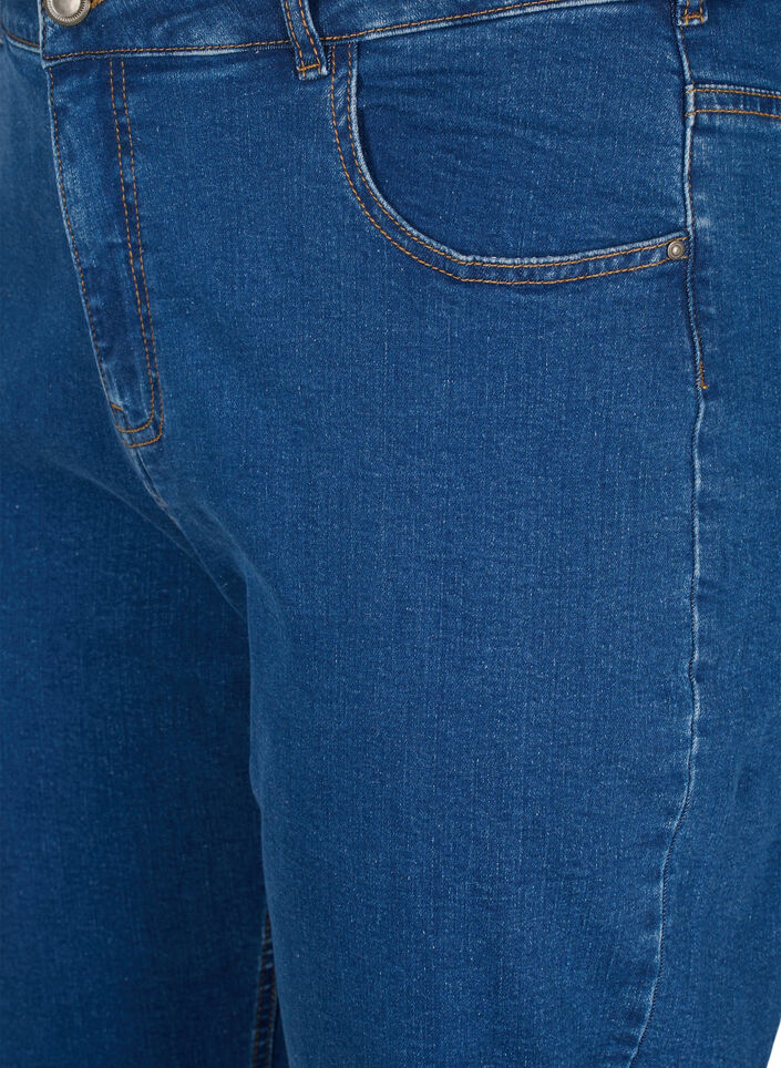 Cropped Vera jeans med rett passform, Blue Denim, Packshot image number 2