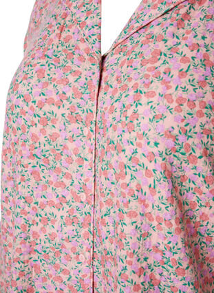 Pysjamasskjorte i bomull med blomstermønster, Powder Pink, Packshot image number 2