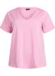 Kortermet basic t-skjorte med v-hals, Rosa, Packshot image number 0