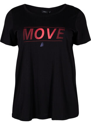 T-skjorte til trening med trykk, Black w. Stripe Move, Packshot image number 0