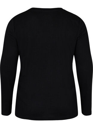 Bluse med similisten og lange ermer, Black, Packshot image number 1