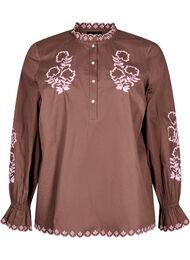 Bluse med broderi og volangdetaljer, C. Martini/Beg. Pink