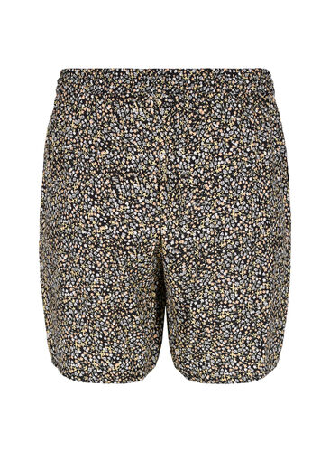 Mønstrete shorts i viskose, Black Flower AOP, Packshot image number 1