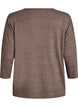 Jersey bluse med 3/4 ermer, Brun, Packshot image number 1