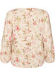 Bluse med blomstertrykk i lin og viskose med lange ermer, Vanilje, Packshot image number 1