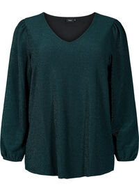 Glitterbluse med puffermer
