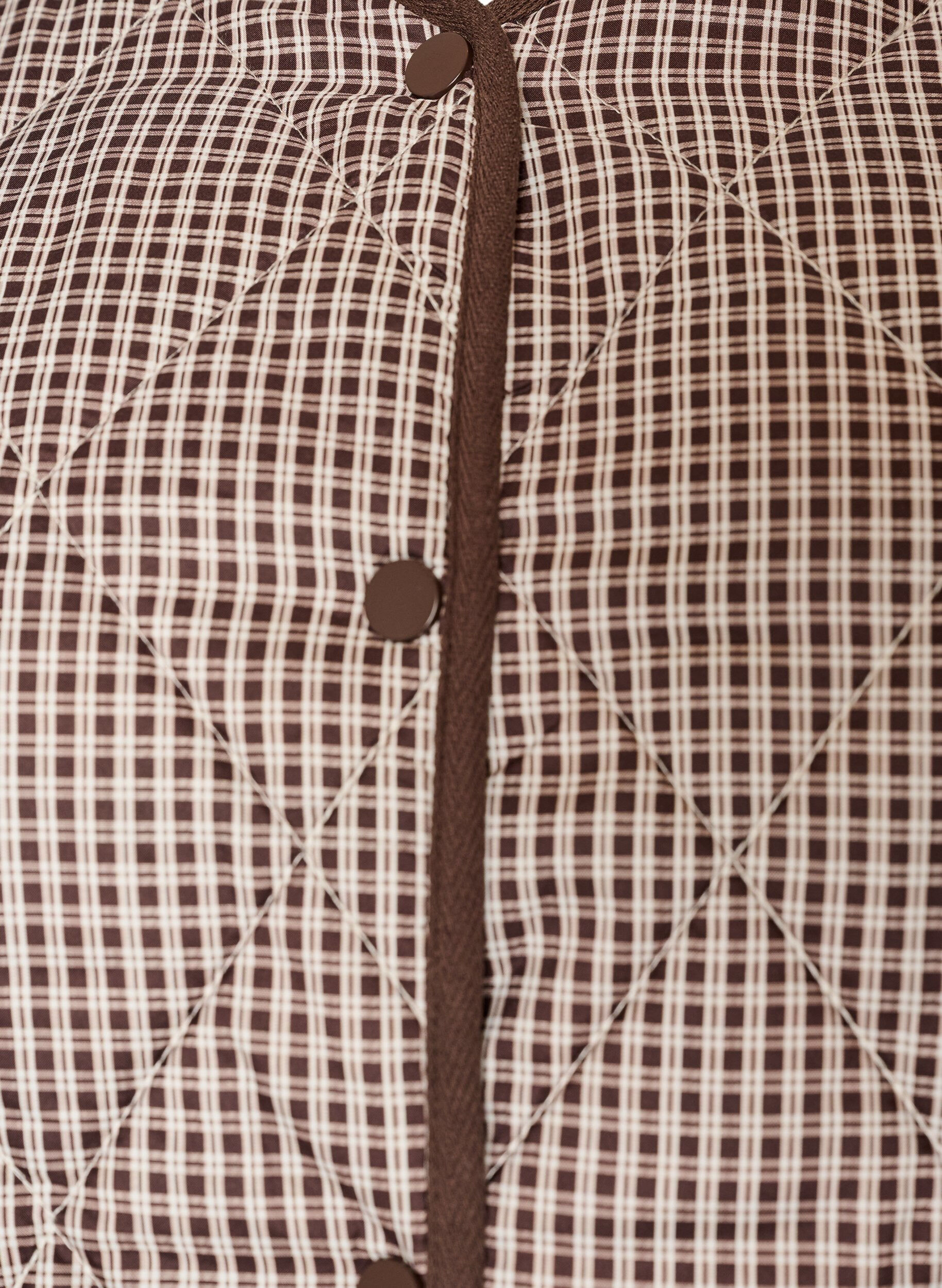 ZizziQuiltet jakke med sm&aring; ruter og kontrastkant, Brun, Packshot image number 2