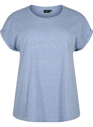 Melert T-skjorte med korte ermer, Moonlight Blue Mel. , Packshot image number 0