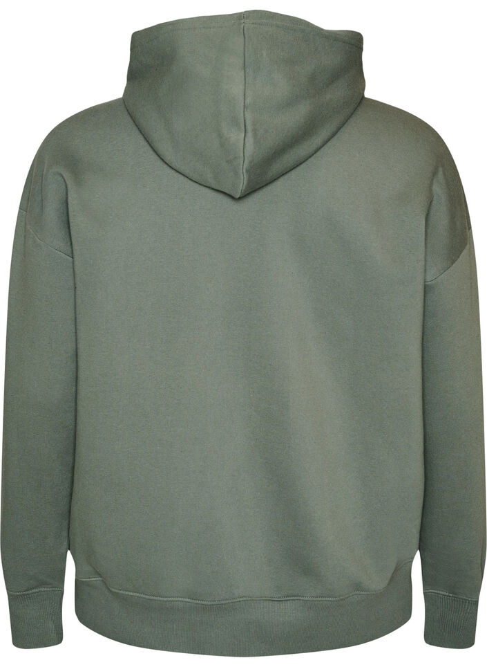 Hettegenser med trykk p&aring; brystet, Gr&oslash;nn, Packshot image number 1