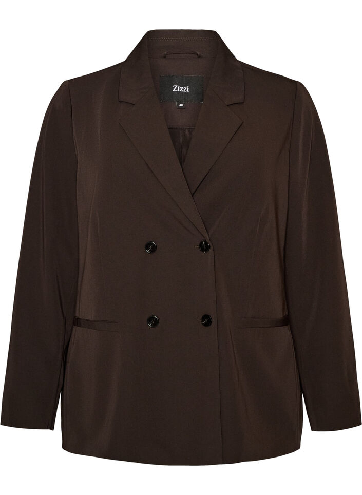 Dobbeltradet blazer med Loose fit, Brun, Packshot image number 0