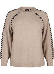 Strikket bluse med dekorsømmer, Desert T.Wh.Mel.Comb