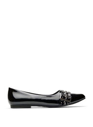 Wide fit - Ballerina med stropp og studs, Black