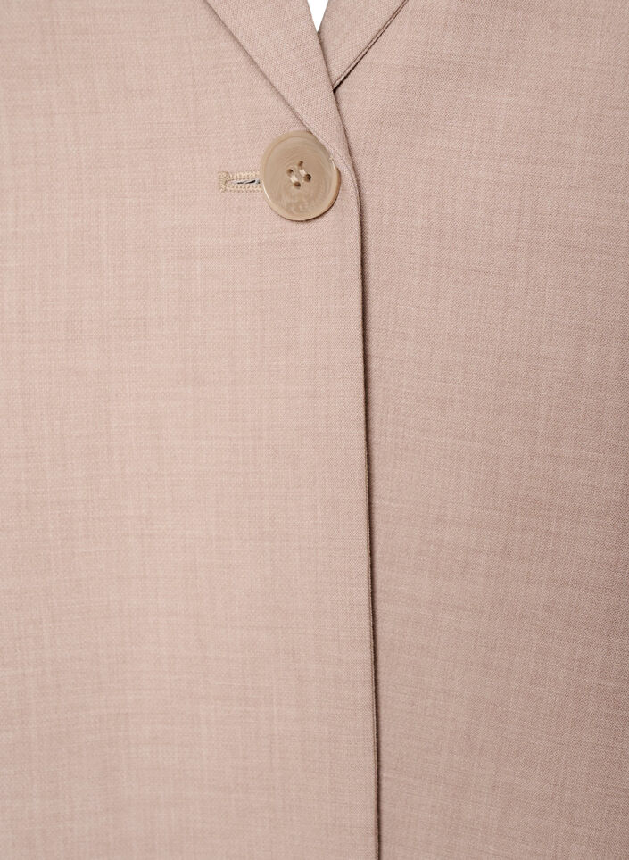 Klassisk blazer med enkel knappelukking og lommer, Beige, Packshot image number 2