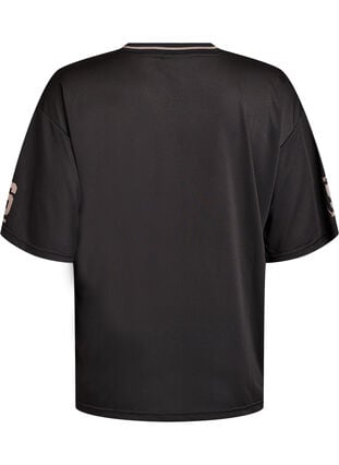 Zizzi Sporty T-skjorte med V-hals og racermotiv, Svart, Packshot image number 1