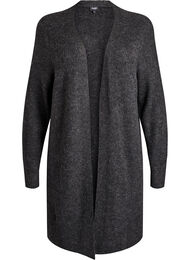 FLASH - Lang ribbestrikket cardigan med åpen front, Grå