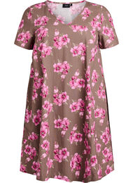 Kort A-linje kjole med blomstertrykk, Fossil Flower AOP