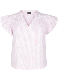 Ermeløs bluse med striper og blomstertrykk, Begonia Pink Stripe