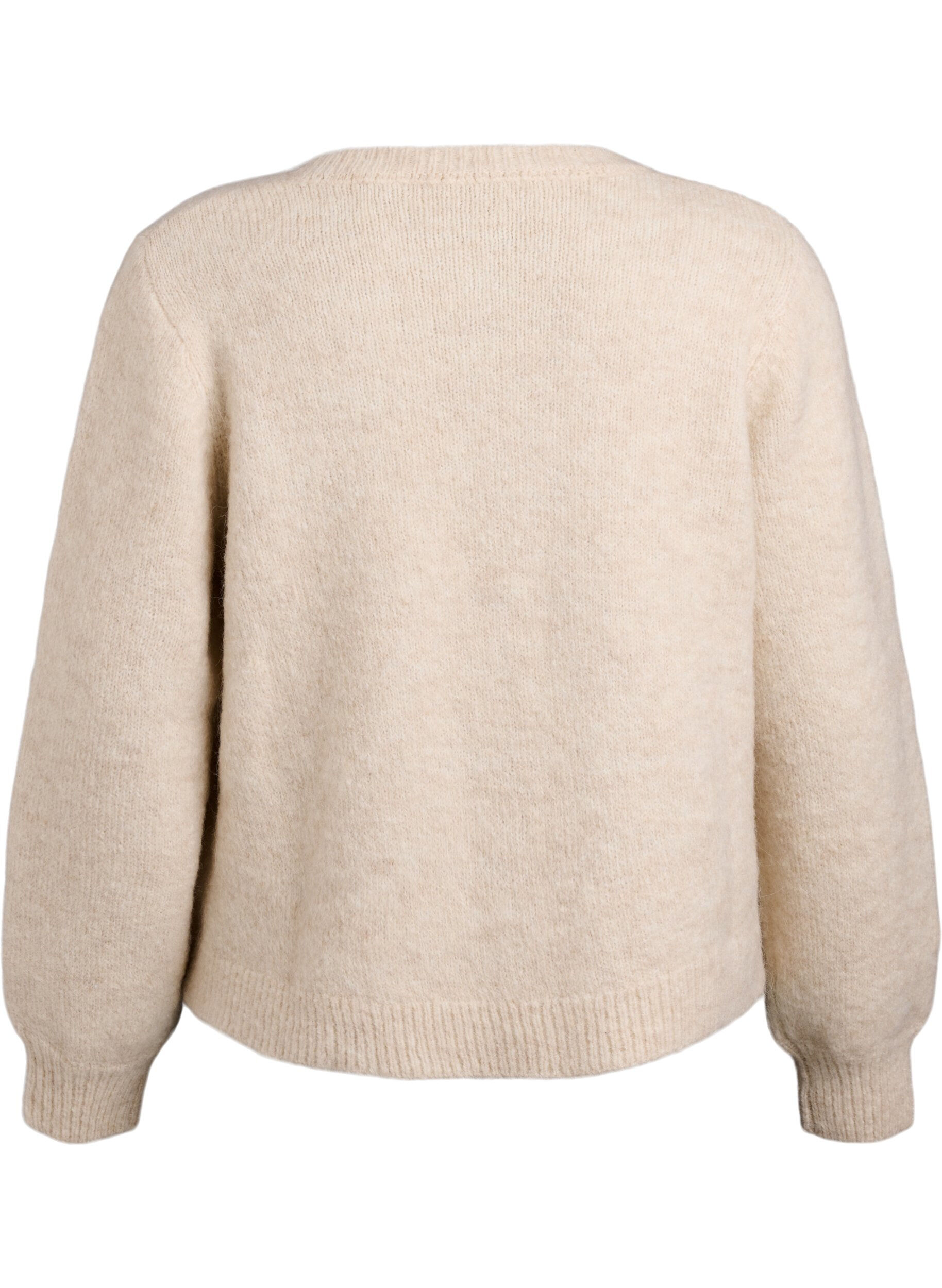 Zizzi Cardigan med ull og alpakka og dekorative knapper, Beige, Packshot image number 1