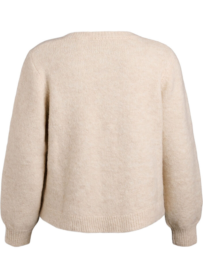 Cardigan med ull og alpakka og dekorative knapper, Beige, Packshot image number 1