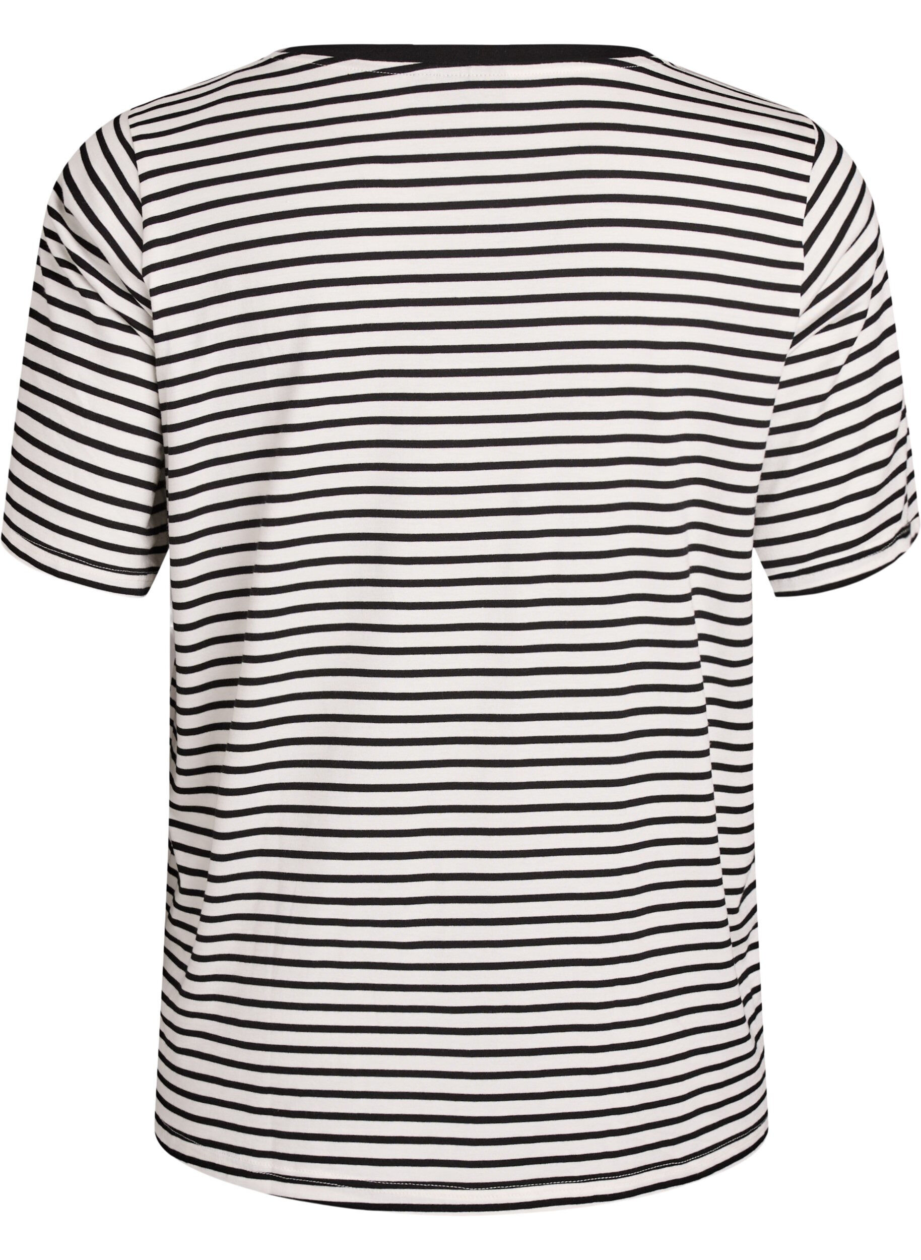 Zizzi T-skjorte med TENCEL&trade; Lyocell og striper, Hvit, Packshot image number 1