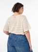 Kortermet bluse med hullbroderi, Beige, Model image number 2
