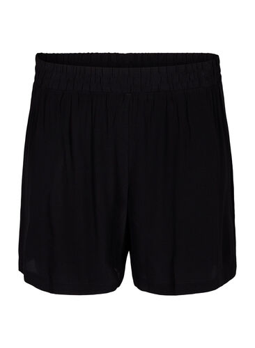 Shorts med løs passform i viskose, Black, Packshot image number 0