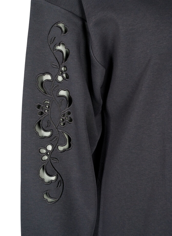 Joggekjole med broderte detaljer, Dark Grey, Packshot image number 3