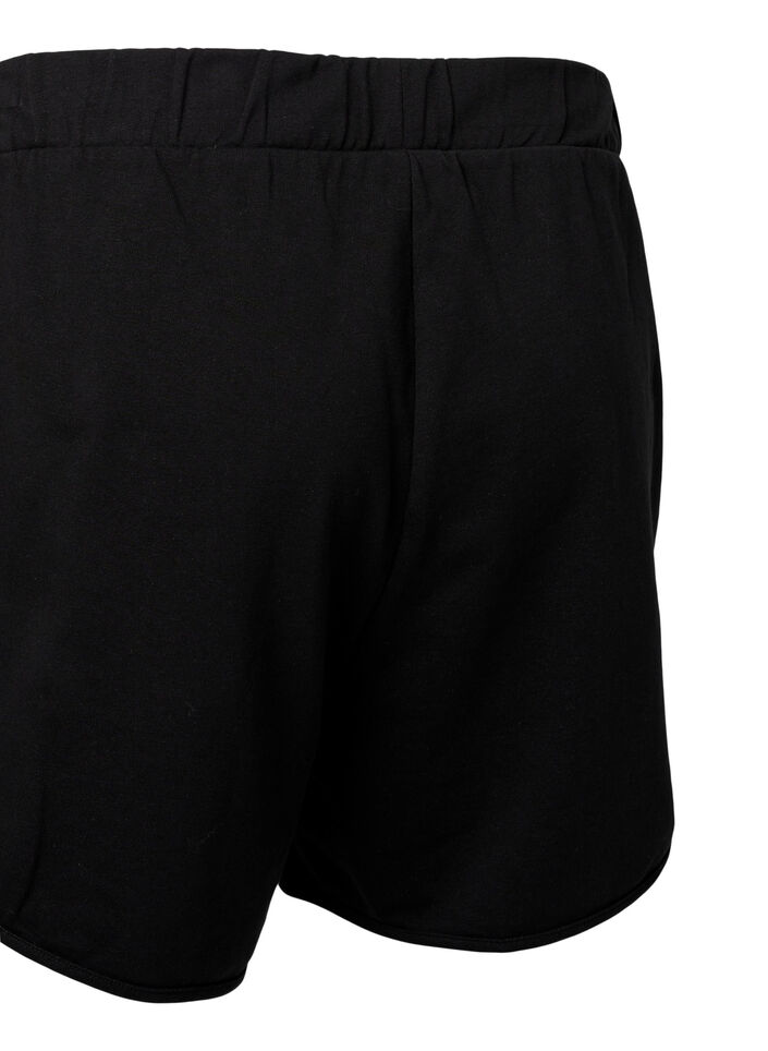 Ensfargede joggeshorts med lommer, Black, Packshot image number 3