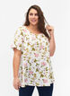 FLASH - Bluse med korte ermer og mønster, Off White Flower, Model image number 0