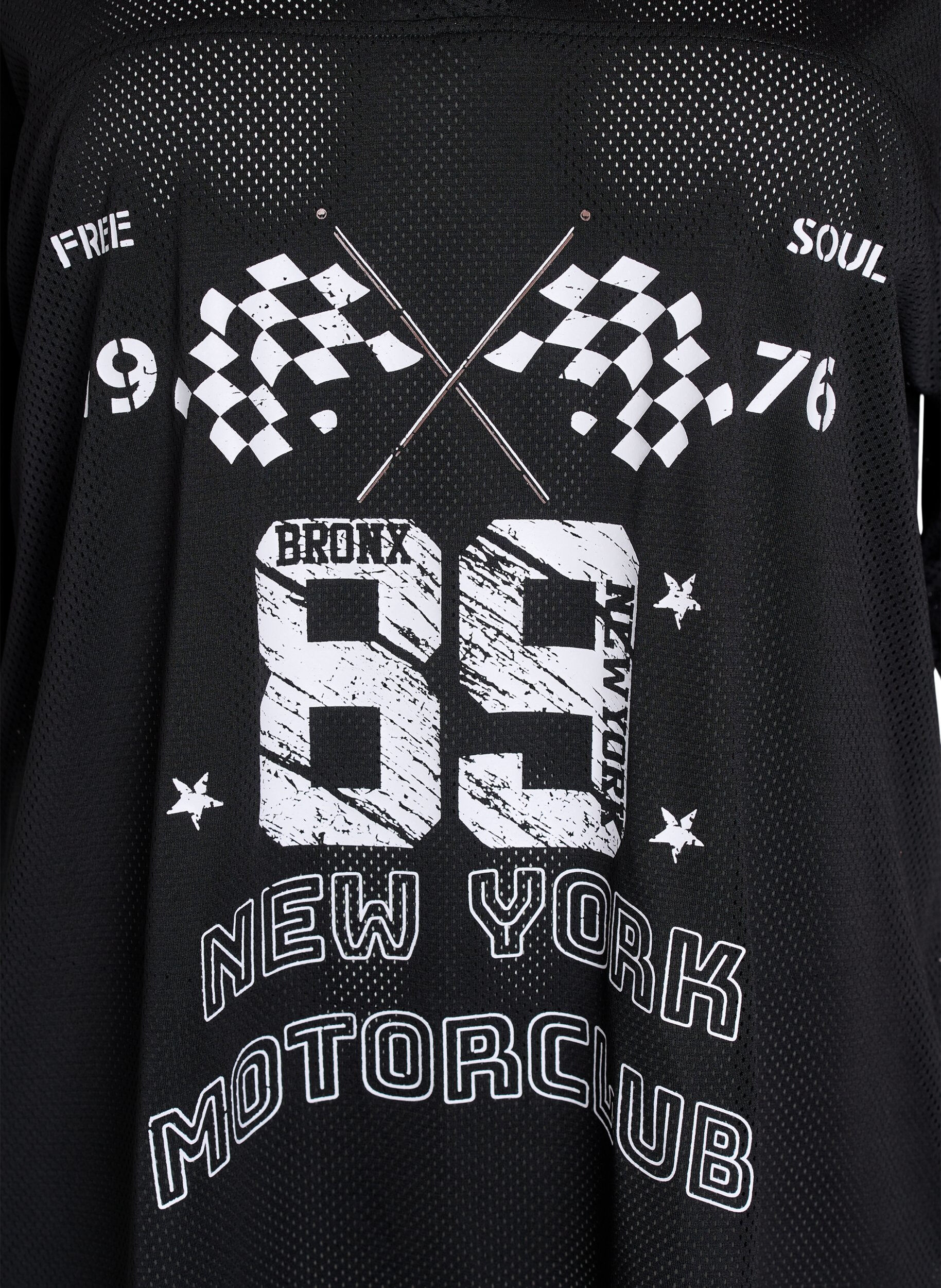 Zizzi Sporty T-skjorte med fronttrykk, Black, Packshot image number 2