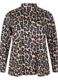 FLASH - Bluse med lange ermer og turtleneck, Leopard Print 