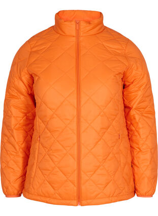 Quiltet lett jakke med glidelås og lommer, Mandarin Orange, Packshot image number 0