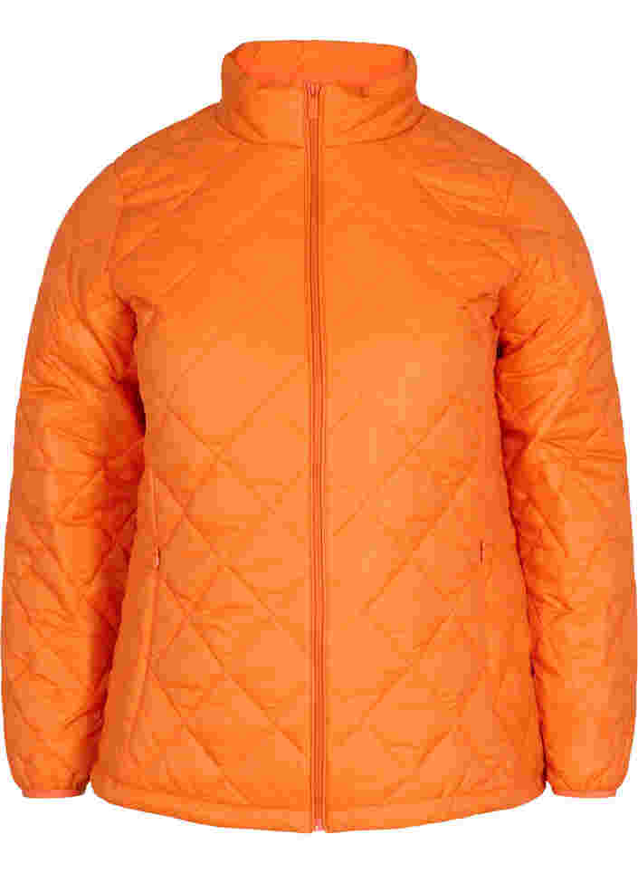 Quiltet lett jakke med glidelås og lommer, Mandarin Orange