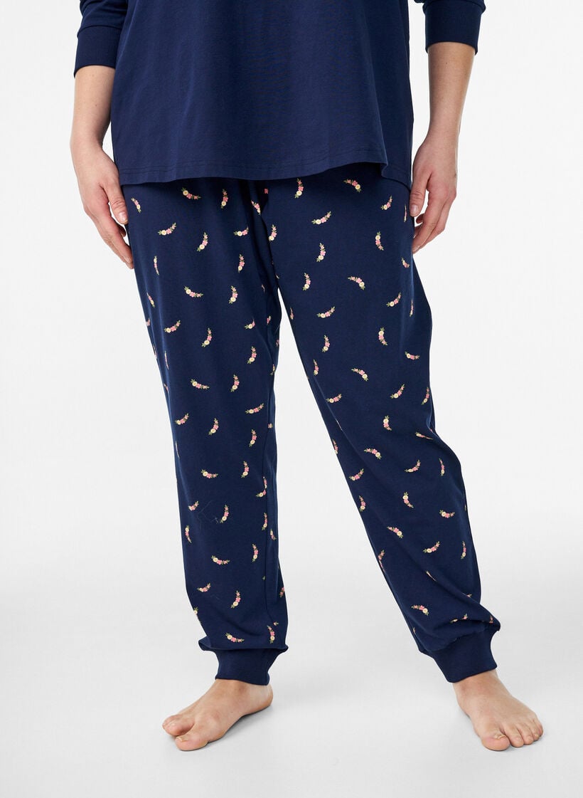 Trykte pyjamasbukser, Bl&aring;, Model image number 2
