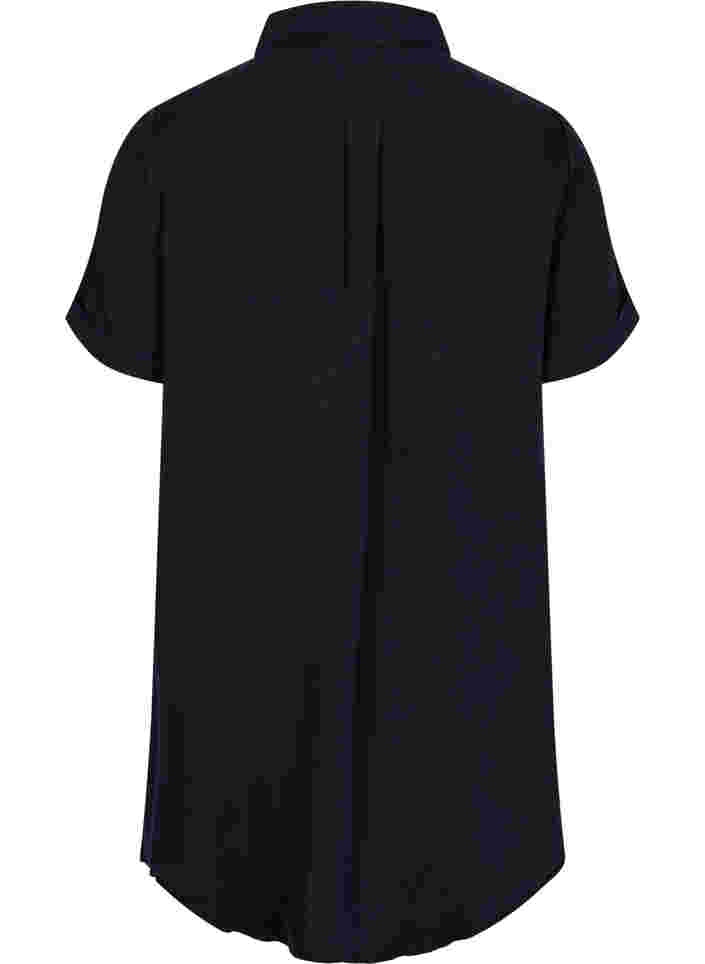 Kortermet tunika med krage, Black, Packshot image number 1