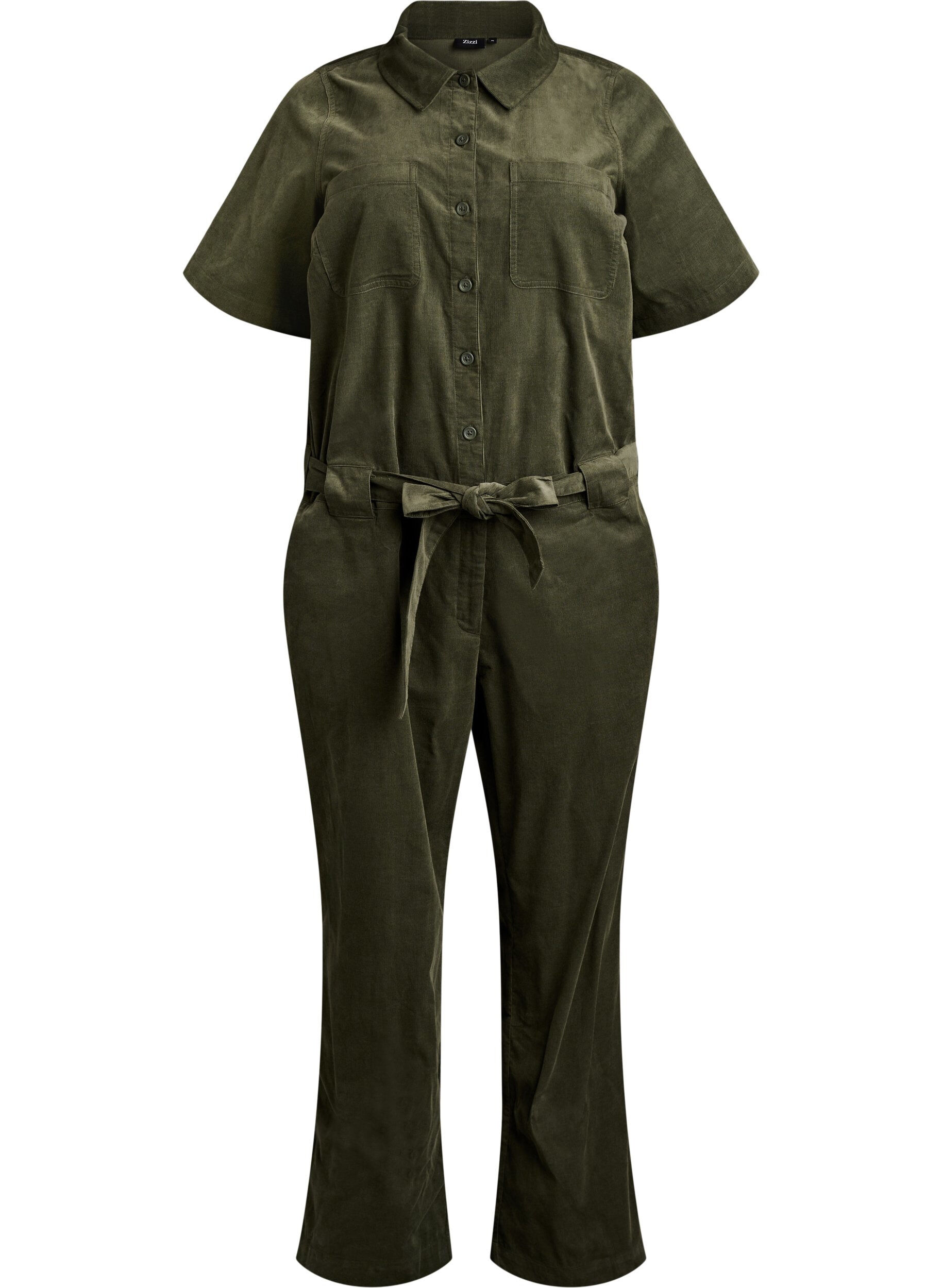 Cordfl&oslash;yels jumpsuit med straight fit ben