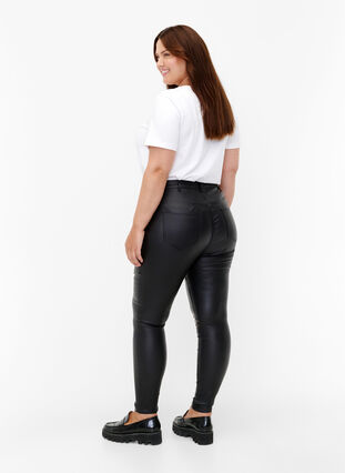 Coated Amy jeans med glidelåsdetaljer	, Black, Model image number 1