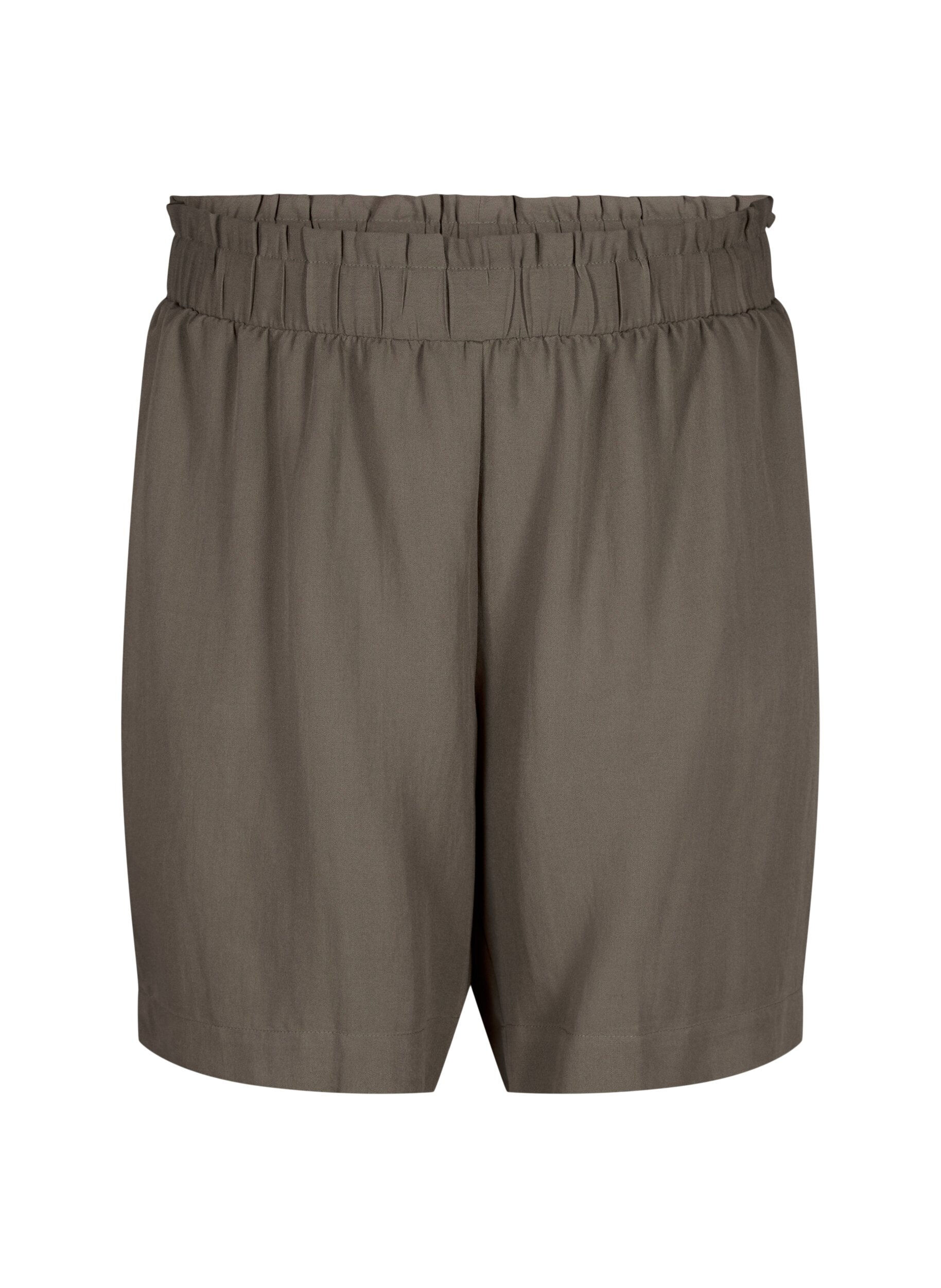 Zizzi L&oslash;se shorts i viskose, Chocolate Chip, Packshot image number 0