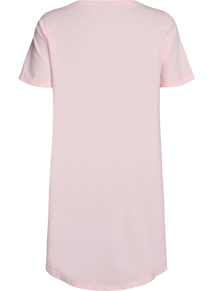 Kortermet nattkjole i &oslash;kologisk bomull, Rosa, Packshot image number 1
