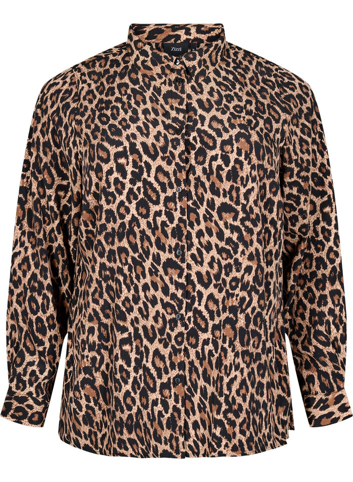 Leopardmønstret skjorte, Brun, Packshot image number 0