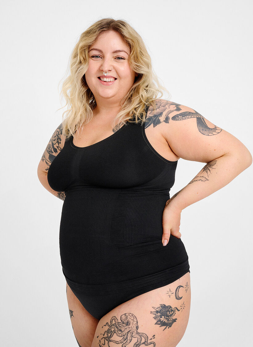 Shapewear topp med brede stropper, Svart, Image image number 0