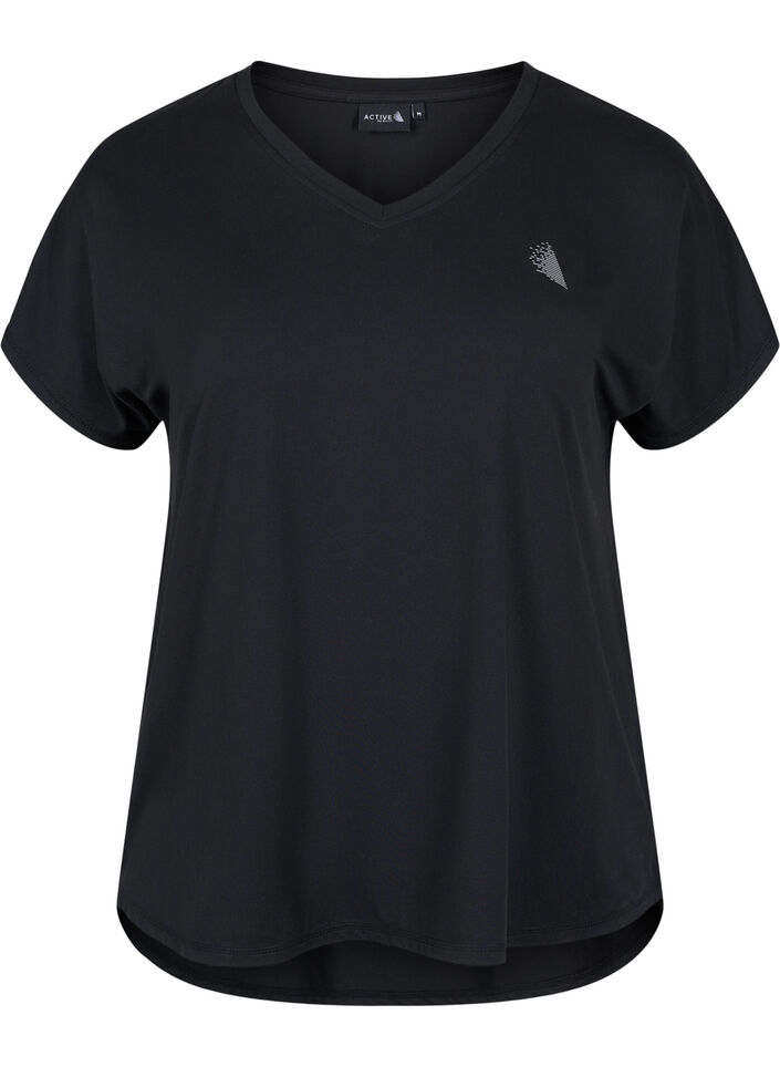 T-skjorte til trening med V-hals, Black, Packshot
