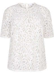 Blondebluse med korte ermer, Bright White